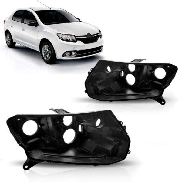 Par Carcaça Farol Para Logan 2014 A 2017 Sandero 2015 A 2017