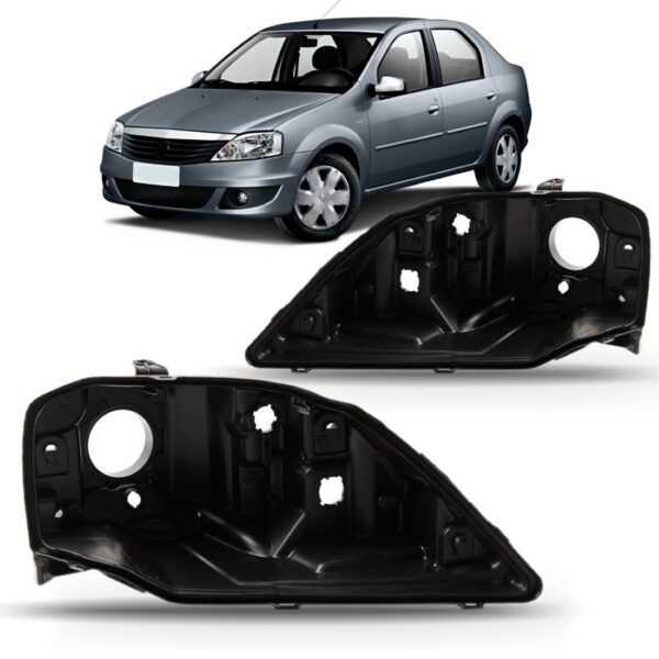 Par Carcaça De Farol Renault Logan 2009 2010 2011 2012 2013