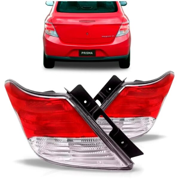 Par Lanterna Traseira Prisma 2013 2014 2015 2016 Ré Cristal Vermelho