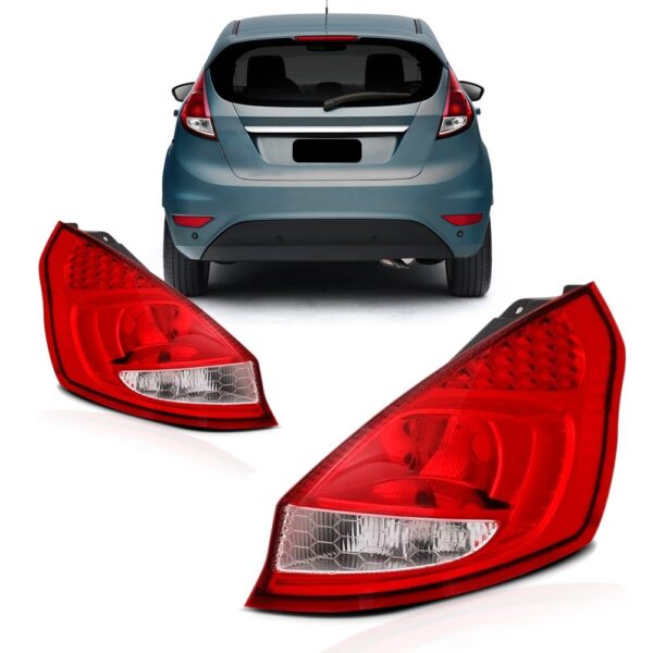 Par Lanterna Traseira Fiesta Mexicano 2011 A 2013 Hatch - Vermelho