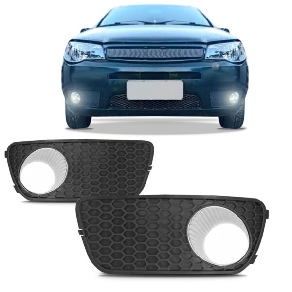 Par Moldura Milha Palio 2004 2005 2006 2007 2008 Com Furo Preto Friso Cromado Ambos Os Lados