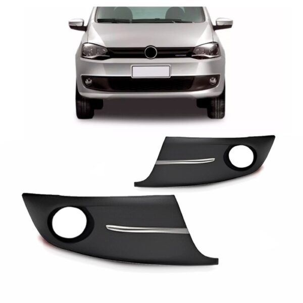 Par Grade Moldura Milha Auxiliar Spacefox 2011 A 2014 C/furo Preto Ambos Os Lados