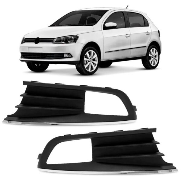 Par Moldura Milha Gol G6 2013 2014 2015 2016 C/friso Cromado Preto