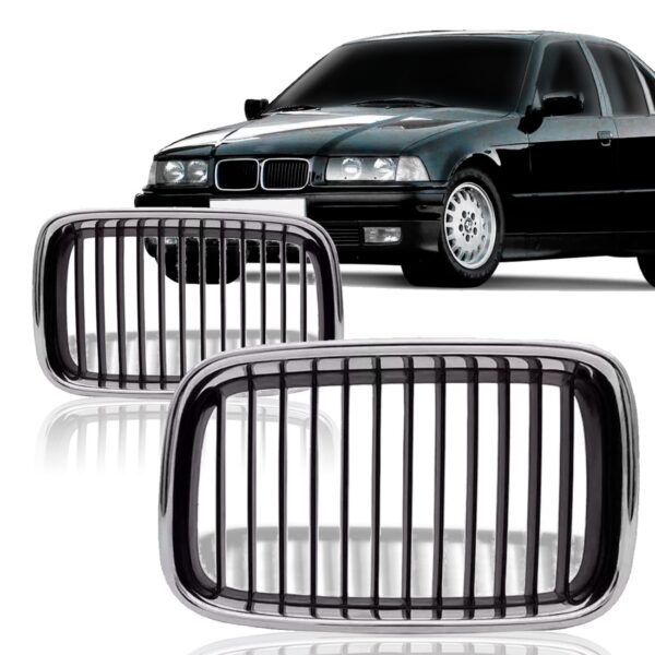 Par Tela Frontal Radiador Bmw S3 92 1993 1994 95 96 Cromado
