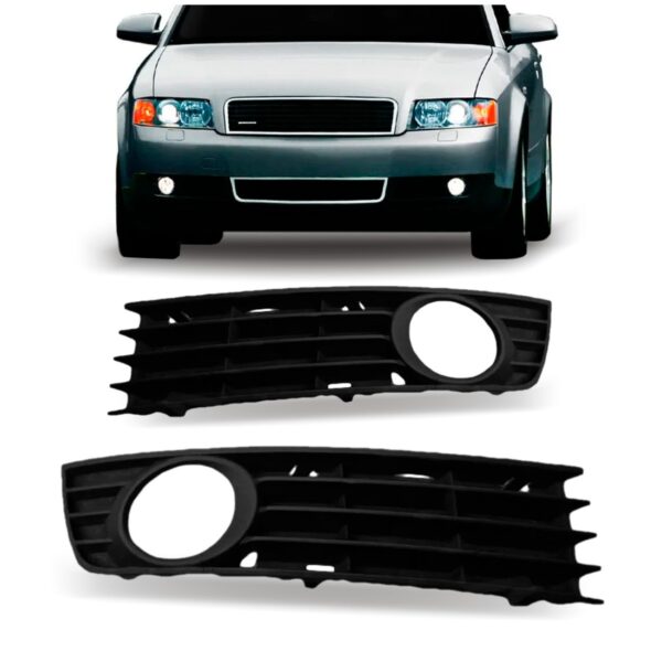 Par Tela Frontal Moldura Milha Audi A4 2002 2003 2004 Preto