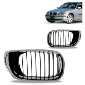Par Tela Frontal Radiador Bmw S3 2002 03 04 05 Cromado Preto