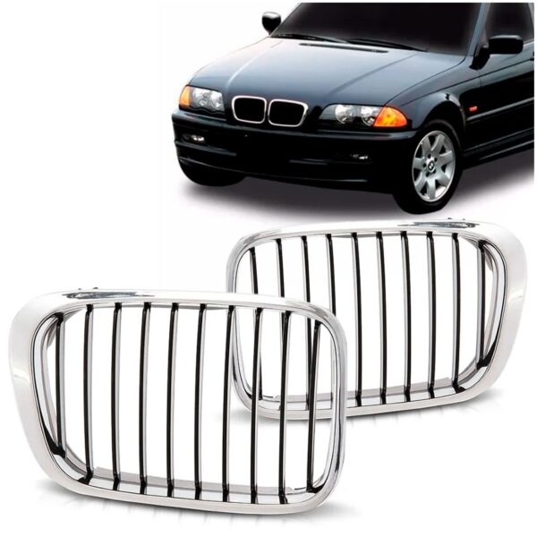 Jogo Tela Radiador Bmw Série 3 1999 2000 2001 Sedan Cromado