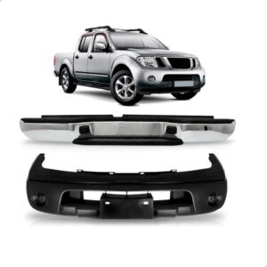 Kit Parachoque Dianteiro E Traseiro Cromado Frontier 08 A 13 Preto