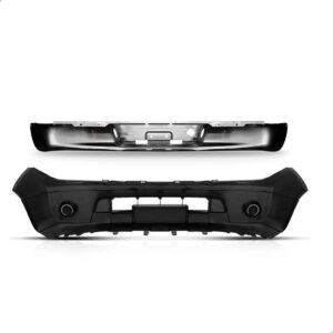 Kit Parachoque Dianteiro E Traseiro Cromado Frontier 08 A 13 Preto