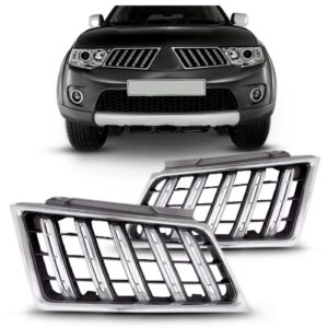 Par Tela Frontal Radiador Pajero Dakar 2009 A 2013 Cromado Cromado