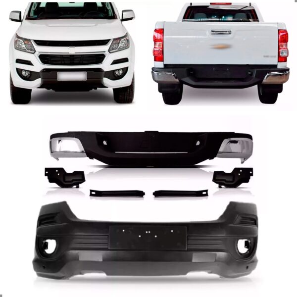Kit Envolvente S10 2017 A 2020 Dianteiro E Traseiro Cromado Preto