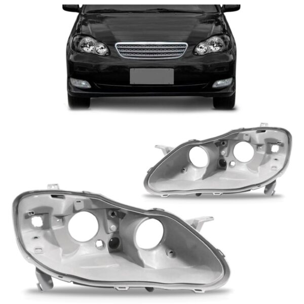 Par Carcaça Farol Corolla 2003 2004 2005 2006 2007 Cinza