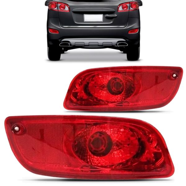 Par Sinaleira Traseira Parachoque Santa Fé 06 A 10 Vermelha - Vermelho