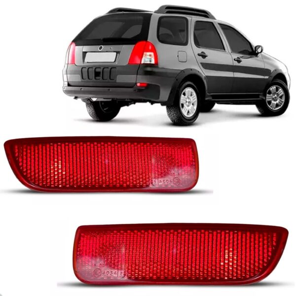 Par Refletor Parachoque Traseiro Palio Weekend 2004 A 2008 Vermelho