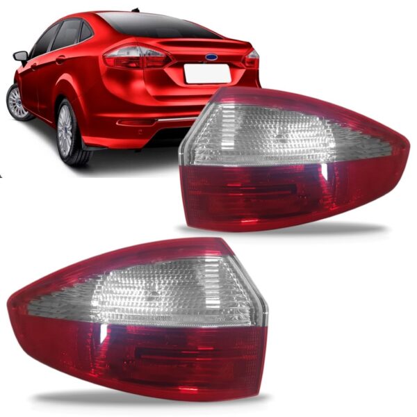 Par Sinaleira Traseira New Fiesta 2014 2015 Sedan Bicolor Vermelho