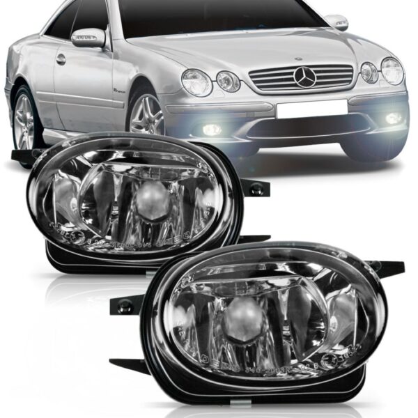 Kit Farol Neblina Auxiliar Para C180 Amg 2003 2004 2005 Ciano Direito E Esquerdo