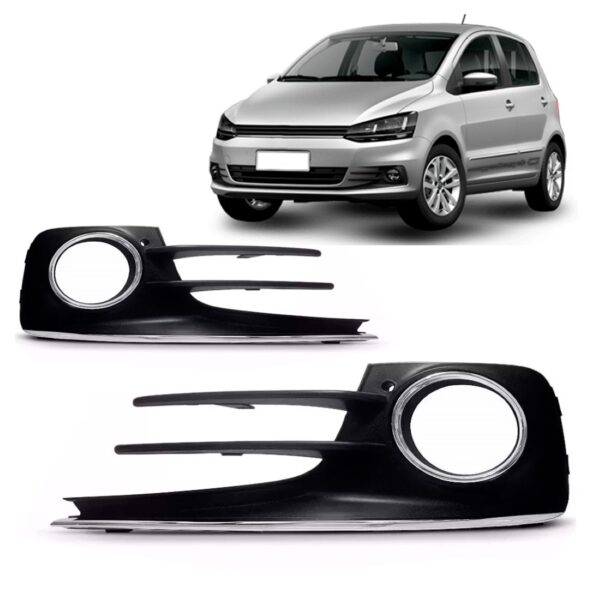 Par Moldura Milha Fox 2015 Até 2022 C/furo Friso Cromado Preto/cromado Ambos Os Lados