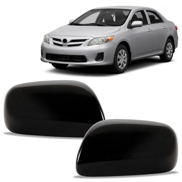 Par Capa Retrovisor Corolla 2008 A 2012 S/ Furo Preto Liso - Preto