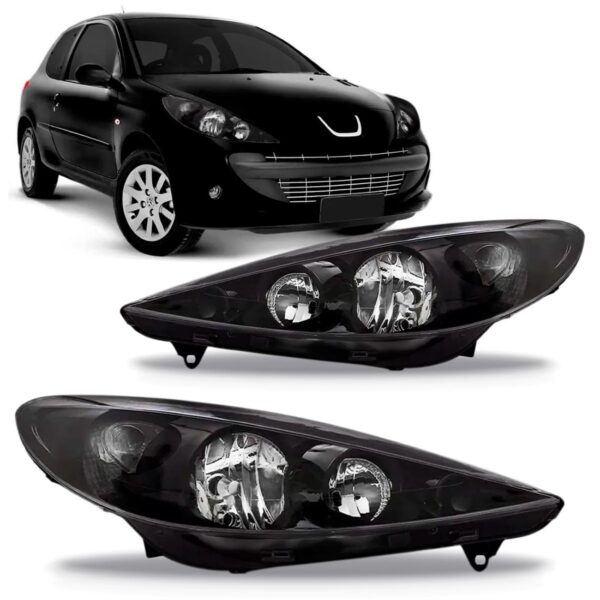 Par Farol Peugeot 207 2009 10 11 12 2013 Máscara Negra