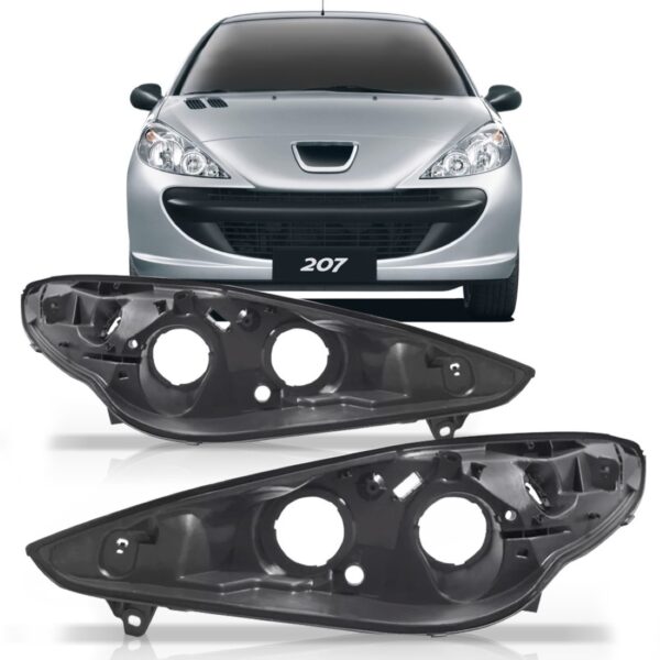 Par Carcaça De Farol Peugeot 207 2009 2010 2011 2012 2013