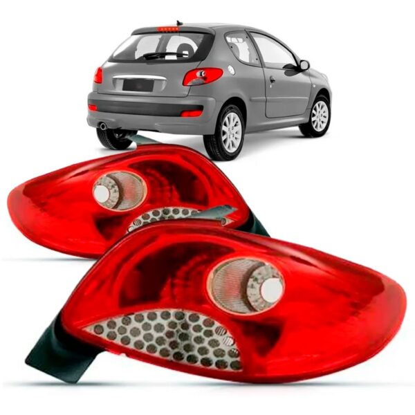 Par Sinaleira Traseira Peugeot 207 11 12 Vermelha Ré Branca Vermelho