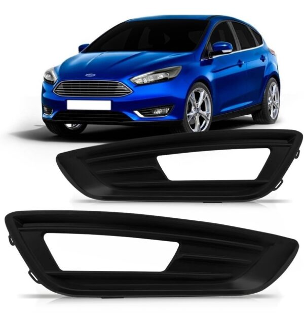 Par Moldura Milha Para Ford Focus 2015 A 2018 Com Furo Preto Preto Ambos Os Lados