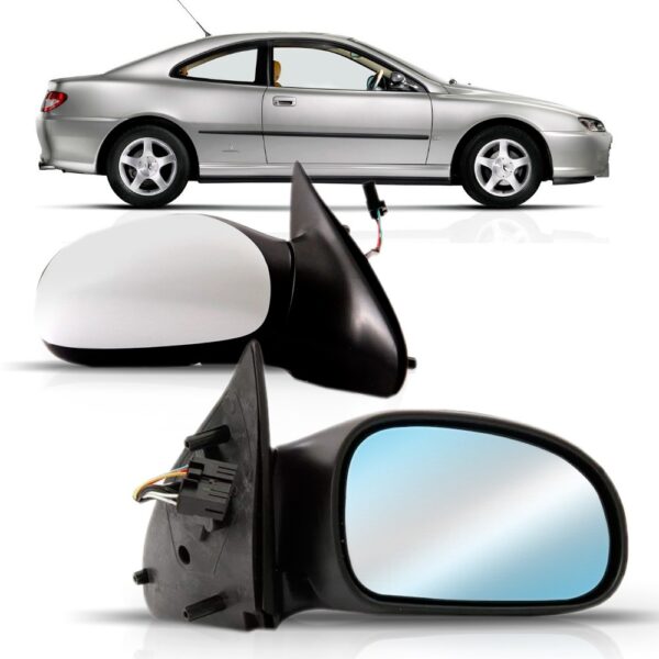 Par Retrovisor Peugeot 406 1998 A 2004 Eletrico Lente Azul.