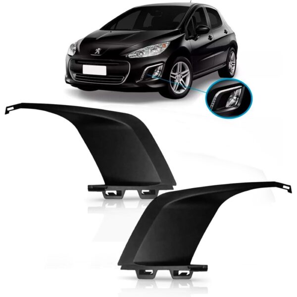 Par Tela Moldura Milha Peugeot 308 Ano 2012 2013 2014. Preto Ambos Lados