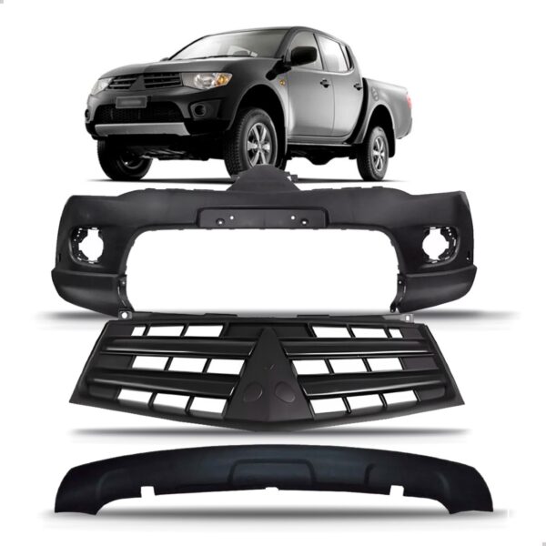 Kit Parachoque L200 Triton 2012 2013 2014 + Spoiler E Grade Preto