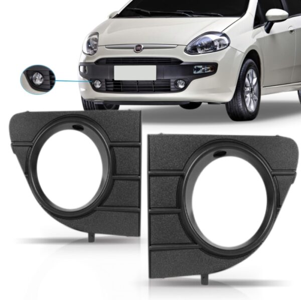 Par Moldura Farol Milha Punto 2013 2014 2015 2016 Com Furo Preto