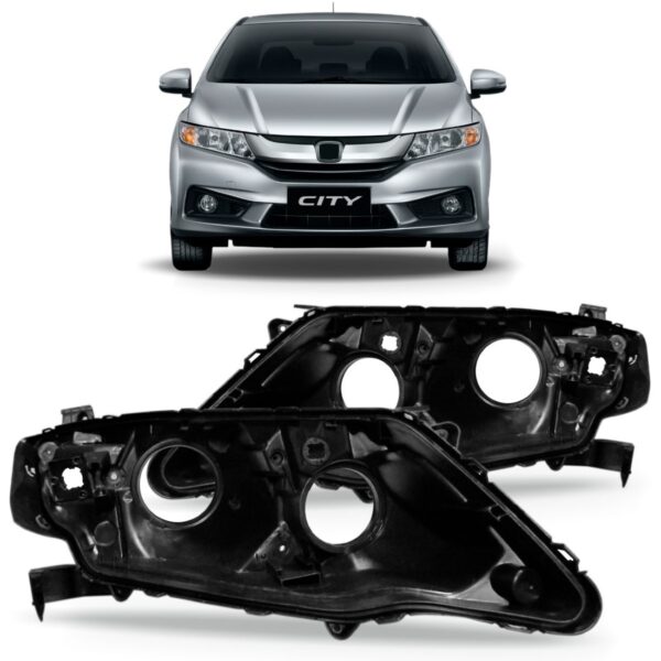 Par Carcaça De Farol Honda City 2014 2015 2016 2017