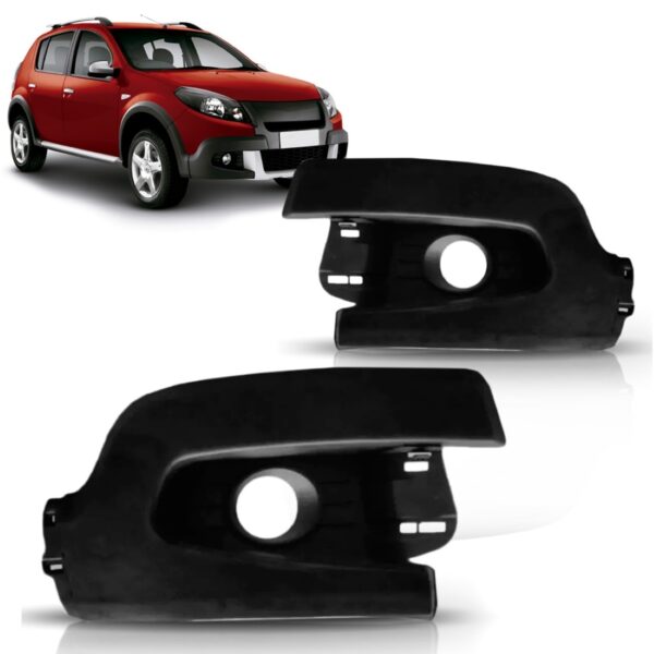 Par Moldura Farol Milha Para Sandero Stepway 2012 2013 2014 - Preto