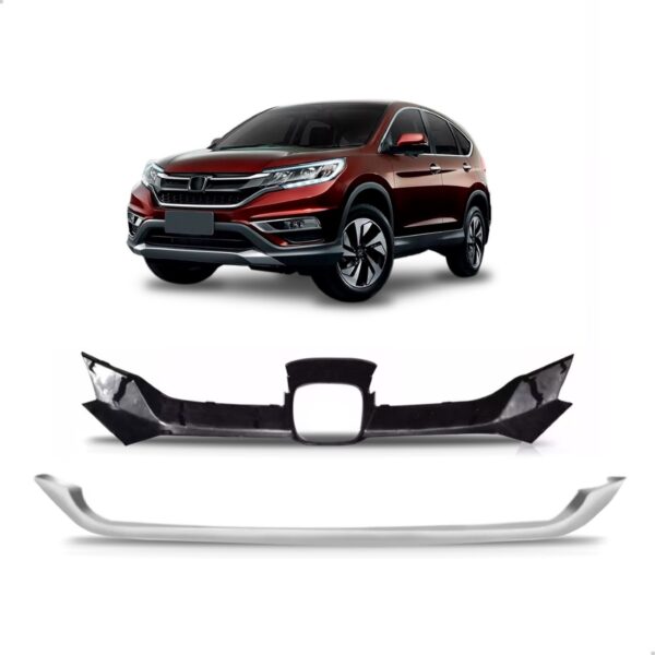 Grade Para Honda Crv 2015 A 2017 + Friso Inferior Cromado  Fosco