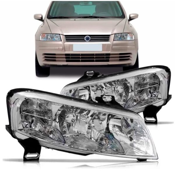 Par Farol Stilo 01 A 07 Moldura Cromada S/ Auxiliar Elétrico