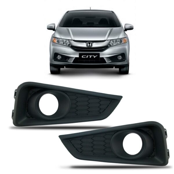 Par Moldura Milha Para Honda City 2015 2016 2017 Com Furo Preto Ambos Os Lados