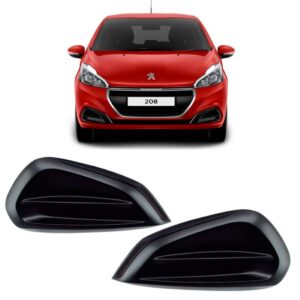 Par Moldura Milha Para Peugeot 208 S/ Furo 2017 Até 2020 Preto Ambos Lados