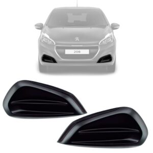 Par Moldura Milha Para Peugeot 208 S/ Furo 2017 Até 2020 Preto Ambos Lados