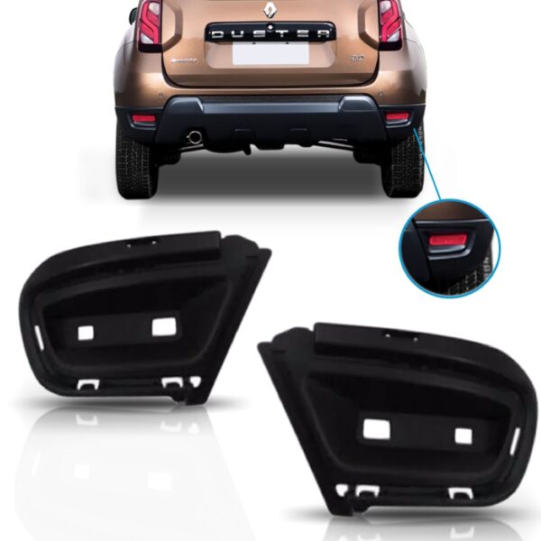 Par Moldura Parachoque Traseiro Duster 15 A 17 Sem Refletor Preto