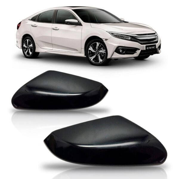 Par Capa Retrovisor Civic 2016 2017 2018 Preto Sem Furo Preto