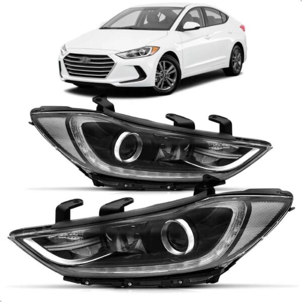 Par Farol Elantra 2017 2018 Com Projetor Sem Led Com Motor