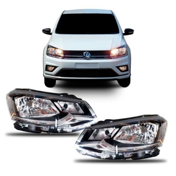 Par Farol Gol G7 2016 2017 2018 Foco Simples Friso Cromado Direito E Esquerdo