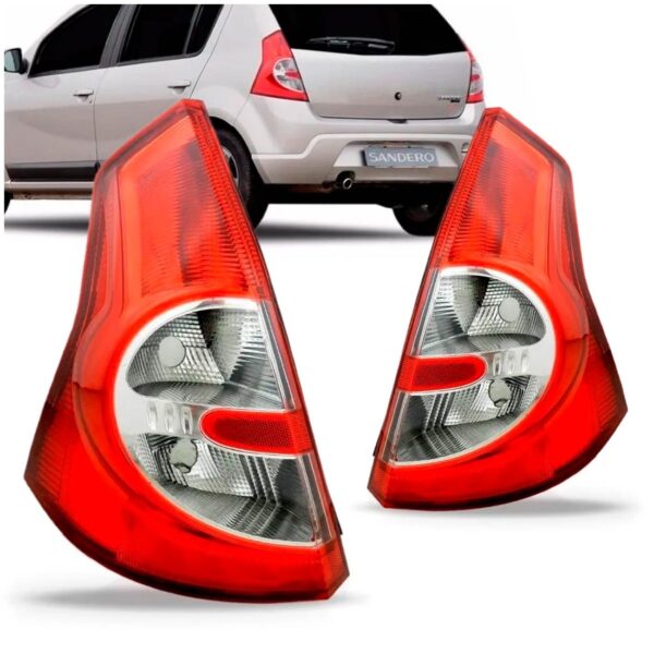 Par Sinaleira Traseira Renault Sandero 08 09 10 11 Bicolor Vermelho