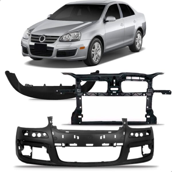 Kit Envolvente + Painel Frontal + Spoiler Jetta 2007 A 2010 Preto
