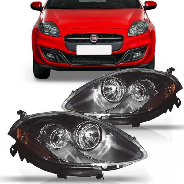 Par Farol Fiat Bravo 2010 A 2016 Mascara Negra Fumê
