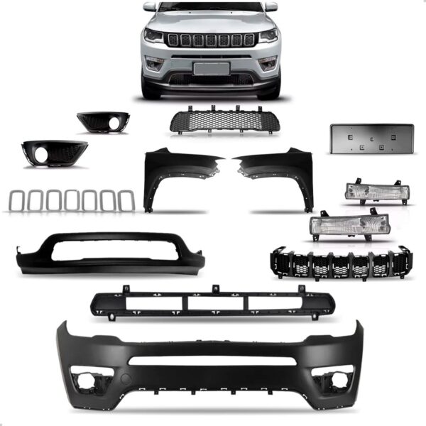 Parachoque Jeep Compass Completo Flex 2017 A 2021 + Daylight Preto