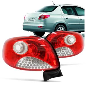 Jogo Sinaleira Traseira Peugeot 207 11 12 13 14 Sedan Bicolo Vermelho