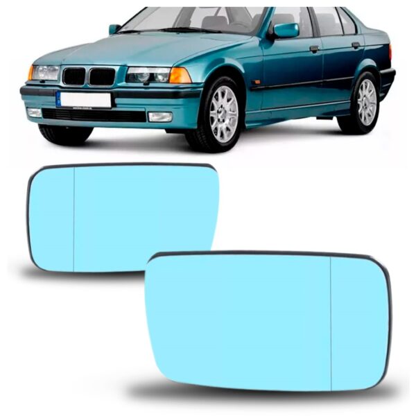Jogo Lente Retrovisor Bmw Série 3 92/98 Azul Com Aquecedor