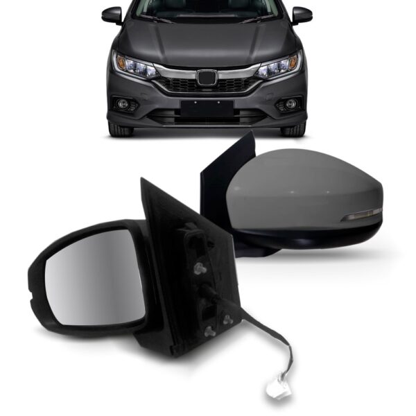 Par Retrovisor City 2014 Á 2018 Preto Elétrico C/ Sinaleira Esquerdo + Direito