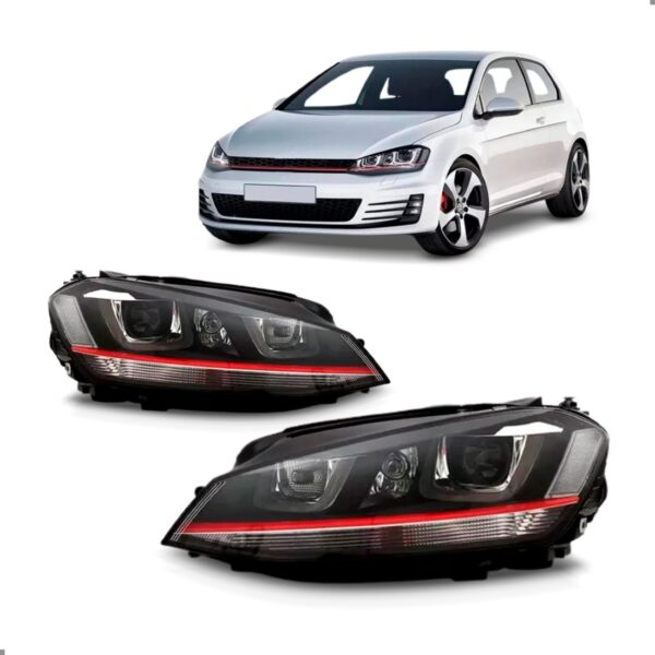 Par Farol Golf Gti 2014 A 2017 Com Led Friso Vermelho Direito
