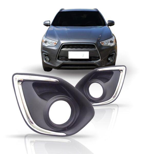 Par Moldura Milha Mitsubish Asx 2014 2015 2016 Com Furo Preto Ambos Lados